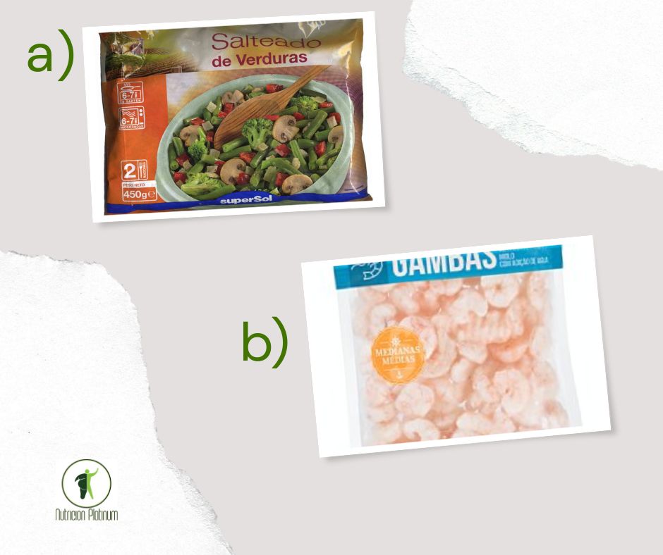 Salteado de verduras con gambas al pil pil.